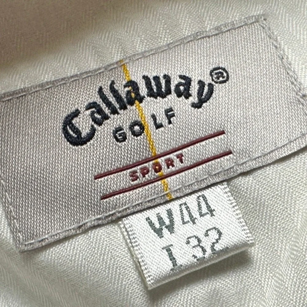 NEW Callaway Pants Mens 44X32 Sand Beige Golf Sport Pleated Dress Straight Leg